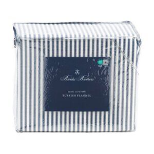 BROOKS BROTHERS Navy Made In Turkey Striped Flannel Sheet Set